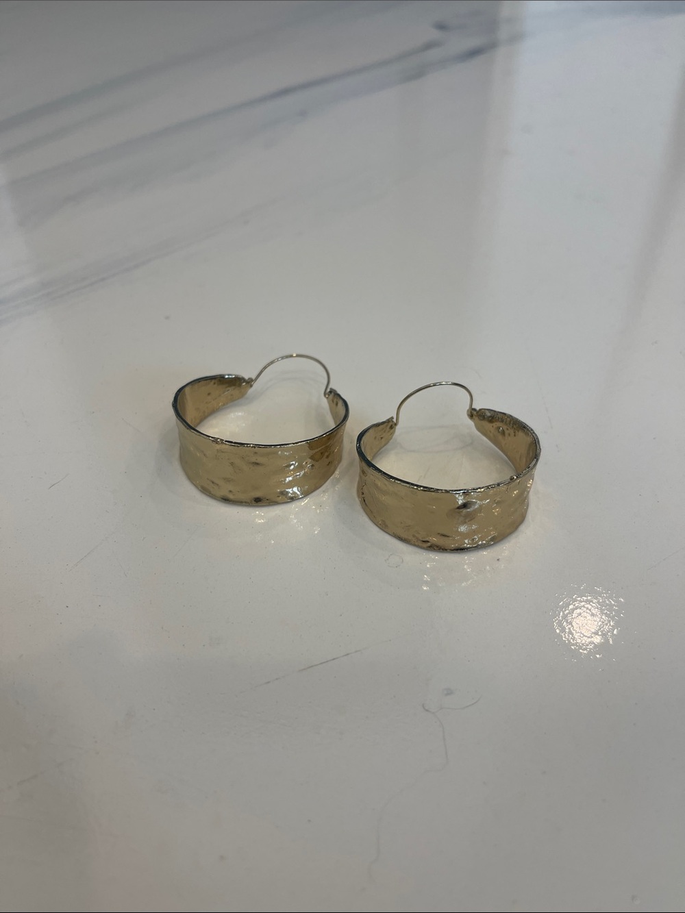 NEW Gold Hammered Hoop Earrings - Women Jewelry